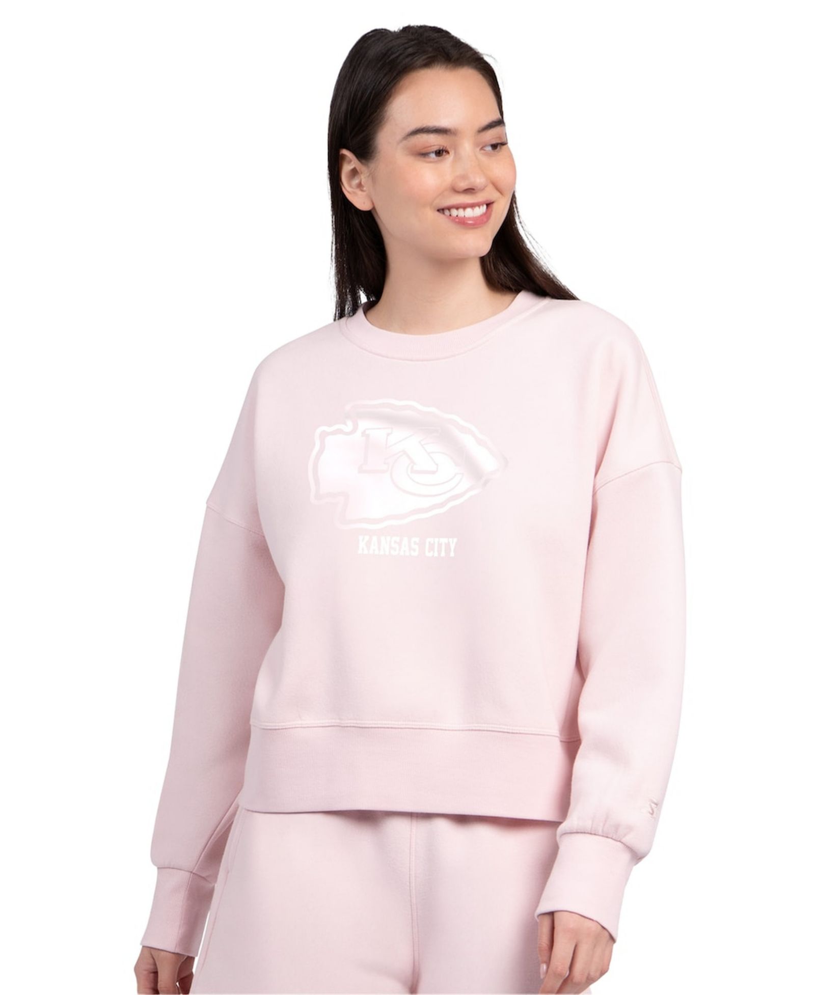Женская флисовая толстовка Starter Light Pink Kansas City Chiefs Travel Pastels Boxy