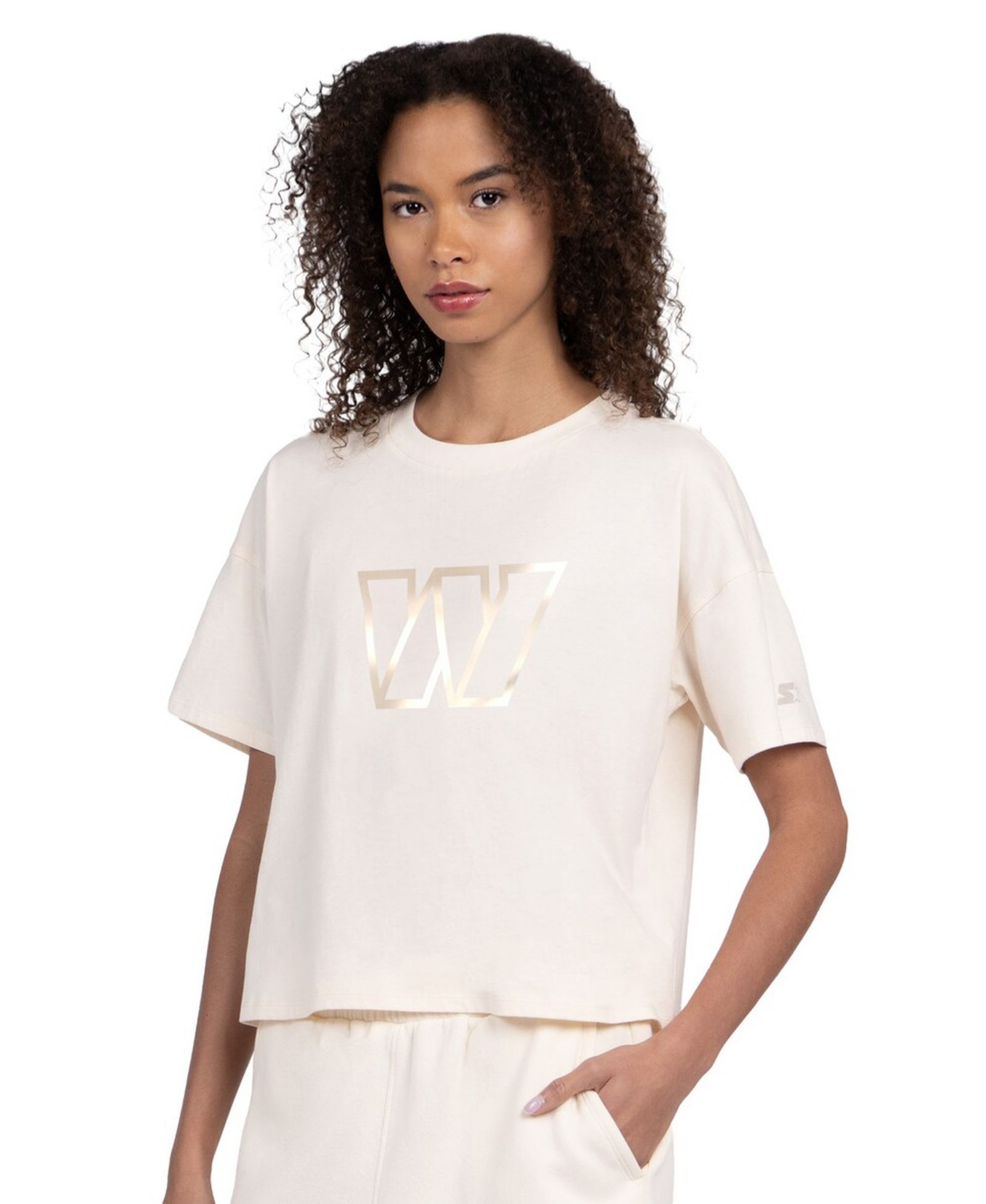 Футболка Starter Women's Cream Washington Commanders Pastel Travel Boxy Cropped