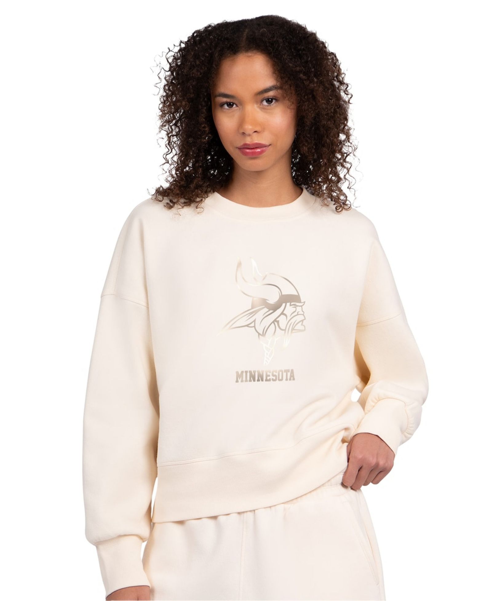Флисовое худи Starter Women's Cream Minnesota Vikings Travel Pastels Boxy