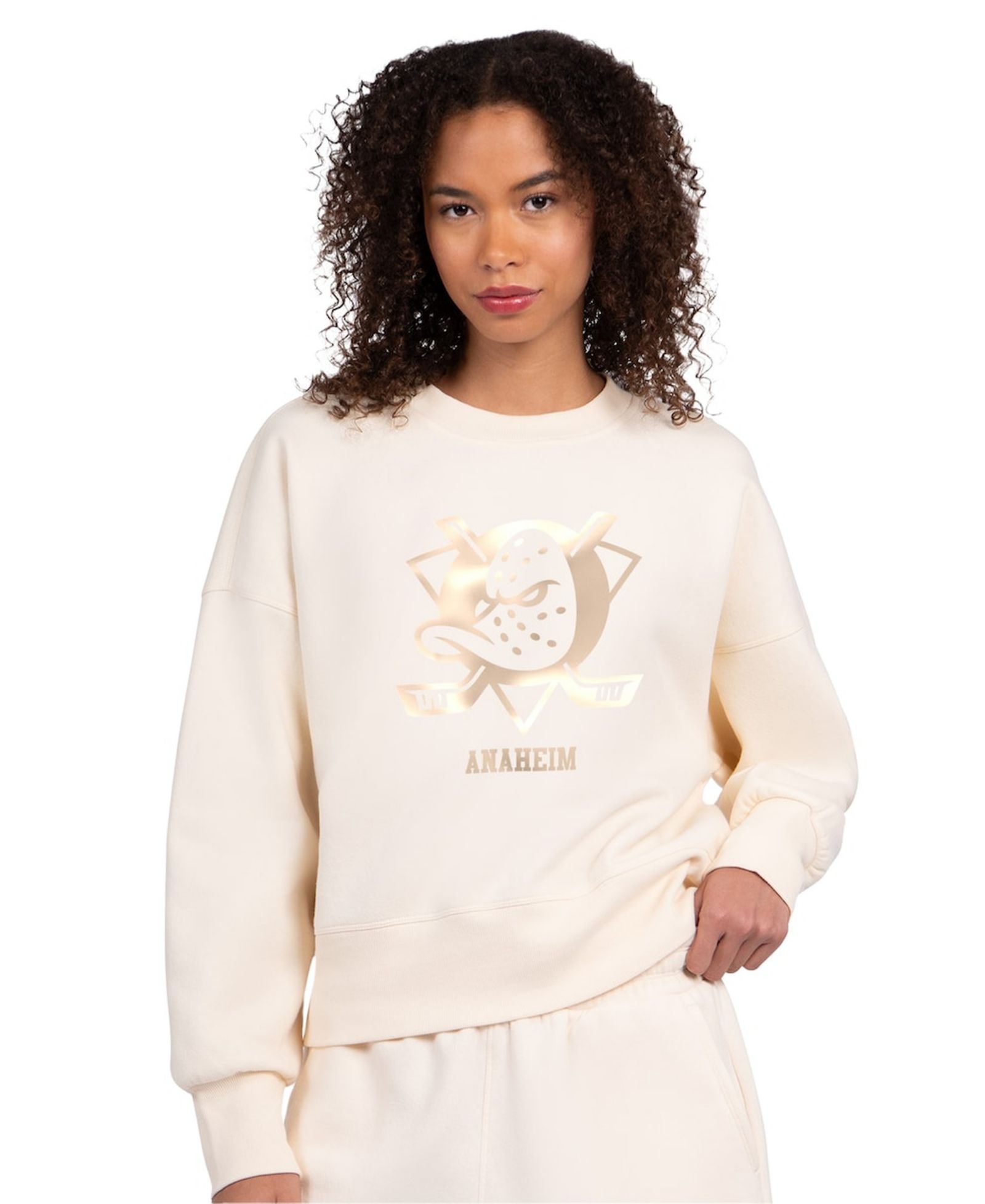 Женский укороченный свитшот Starter Anaheim Ducks Cream Boxy