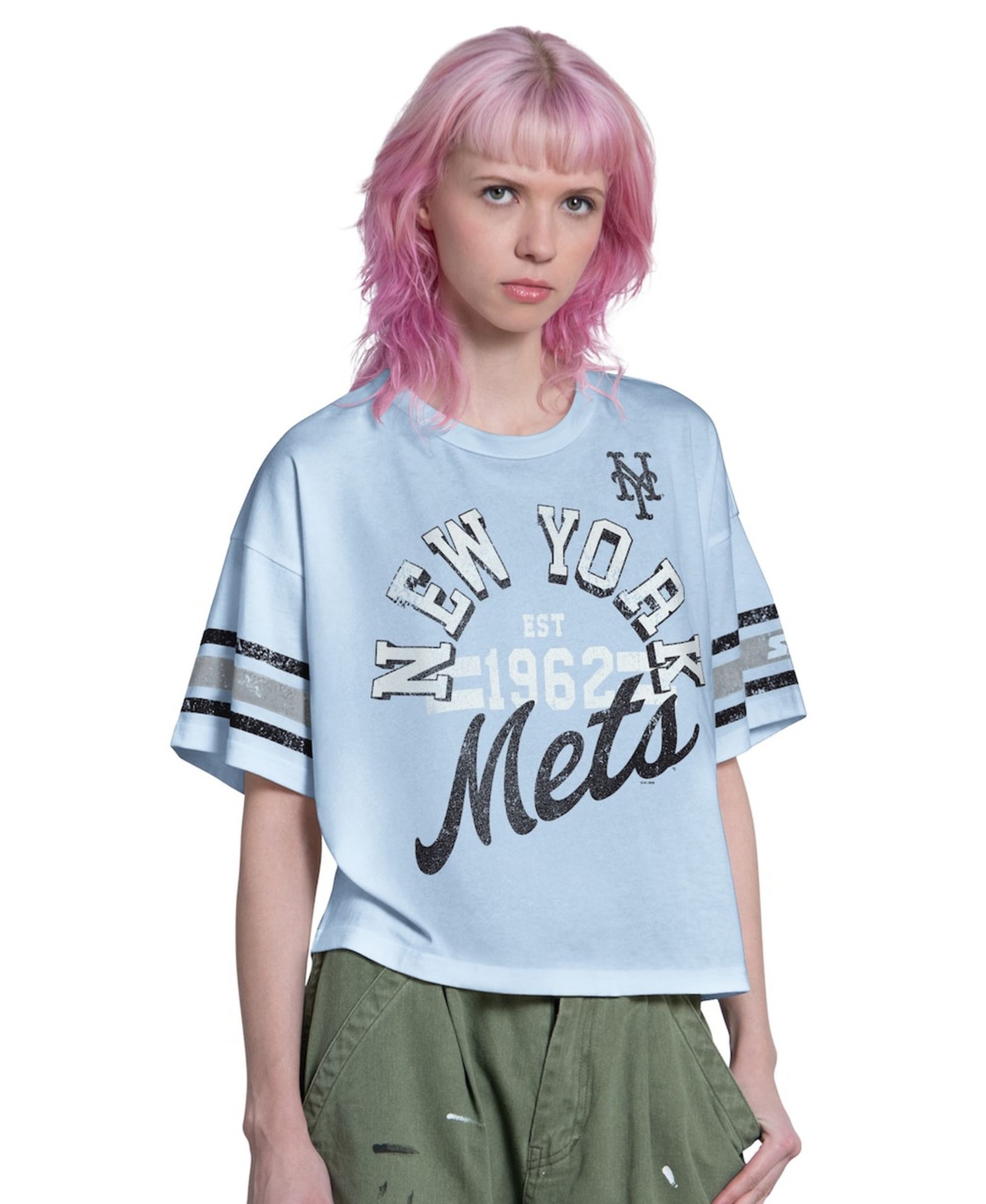 Женская укороченная футболка Starter New York Mets Light Blue