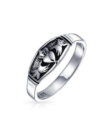 Серебряное кольцо Bling Jewelry BFF Celtic Irish Claddagh Band Oxidized Sterling