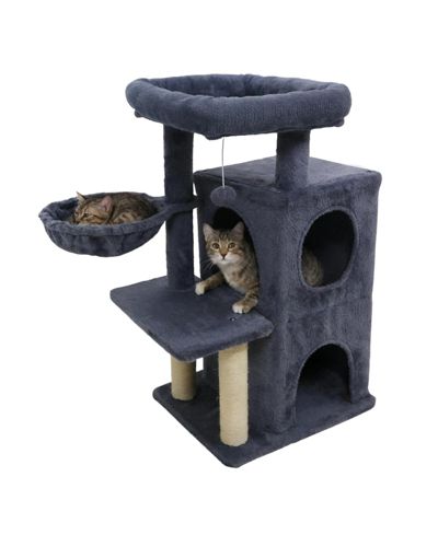 Gymax Cat Tree 2-Tier Condo Padded Plush Top Perch Sisal Scratching Posts