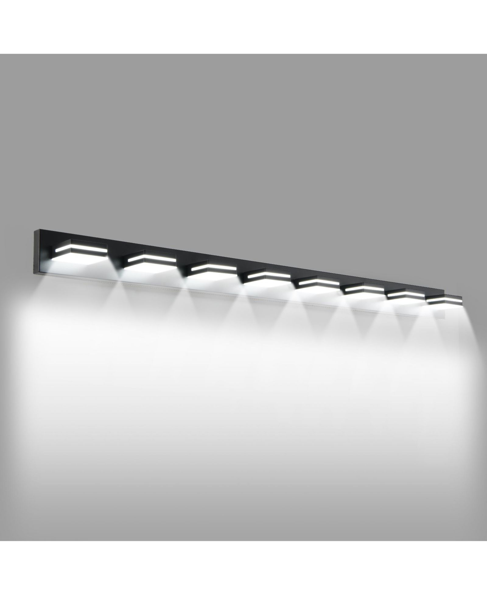 BUSDAYS Modern Black LED Vanity Light 8 Lights Wall Sconce for Bathroom Mirror Sleek Minimalist Design Easy to Install