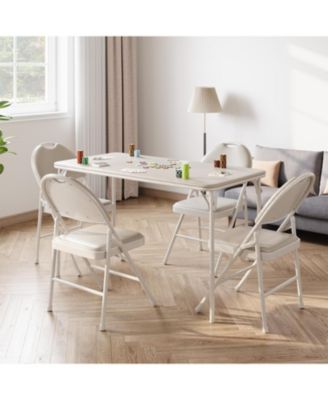 gaomon 4-Foot Folding Table With Upholstered PU Leather Top, Heavy-Duty Metal Legs
