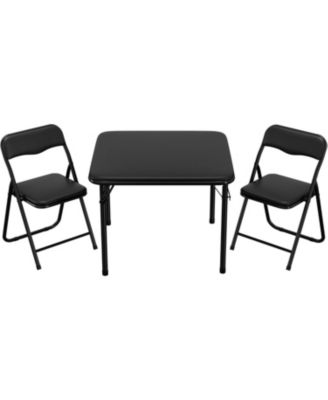gaomon Folding Table And Chair Set Of 3, Portable Soft PU Upholstered Seats, No Assembly Needed