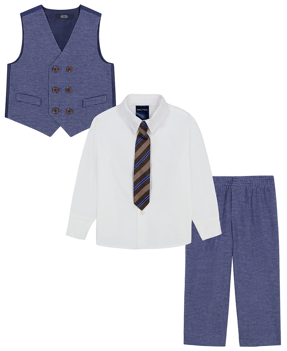 Nautica Baby Boys' Long-Sleeve Shirt, Vest, Pants and Tie, 4-Piece Set