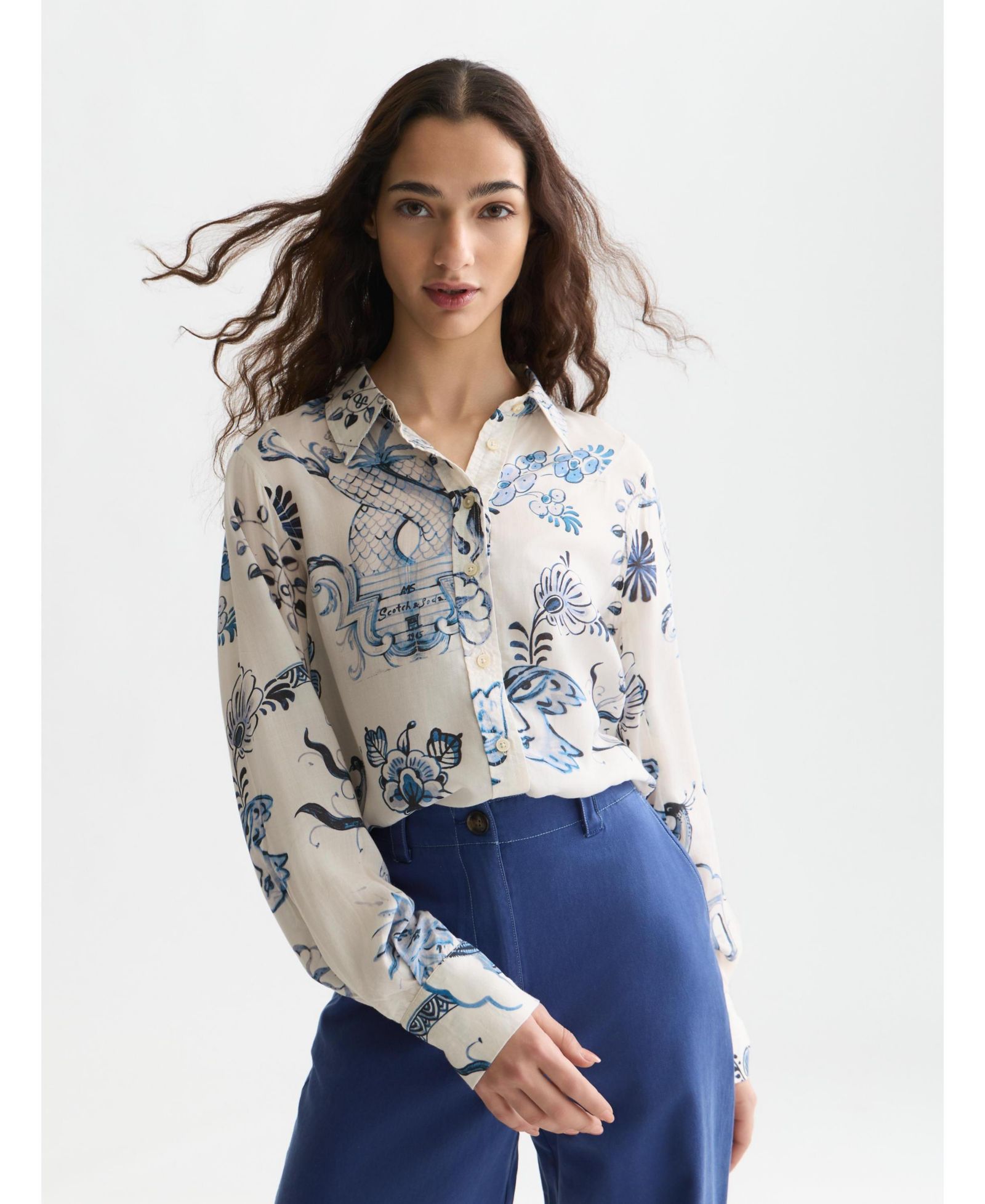 Женские топы и футболки SCOTCH & SODA Printed Relaxed Fit