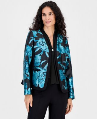 Kasper Women's Collarless Floral Jacquard Jacket