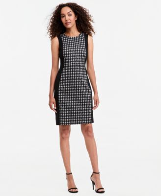 Kasper Women's Houndstooth Princess Seam Sheath Dress