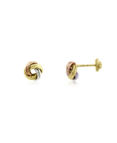 The Lovery серьги-гвоздики Tri-Color Knot 14K Yellow Gold