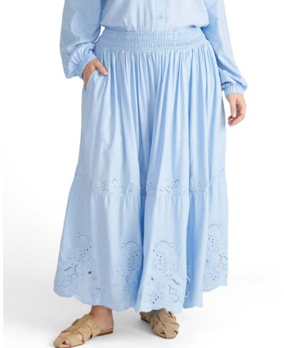 Universal Standard Plus Size Tosca Embroidered Linen Blend Maxi Skirt