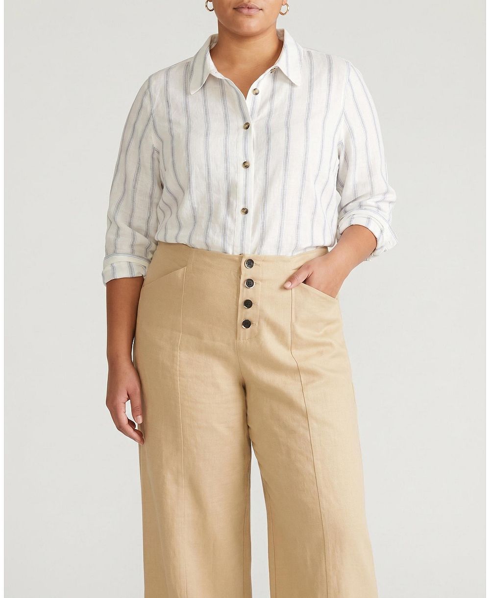 Universal Standard Plus Size Elbe Stretch Linen Shirt
