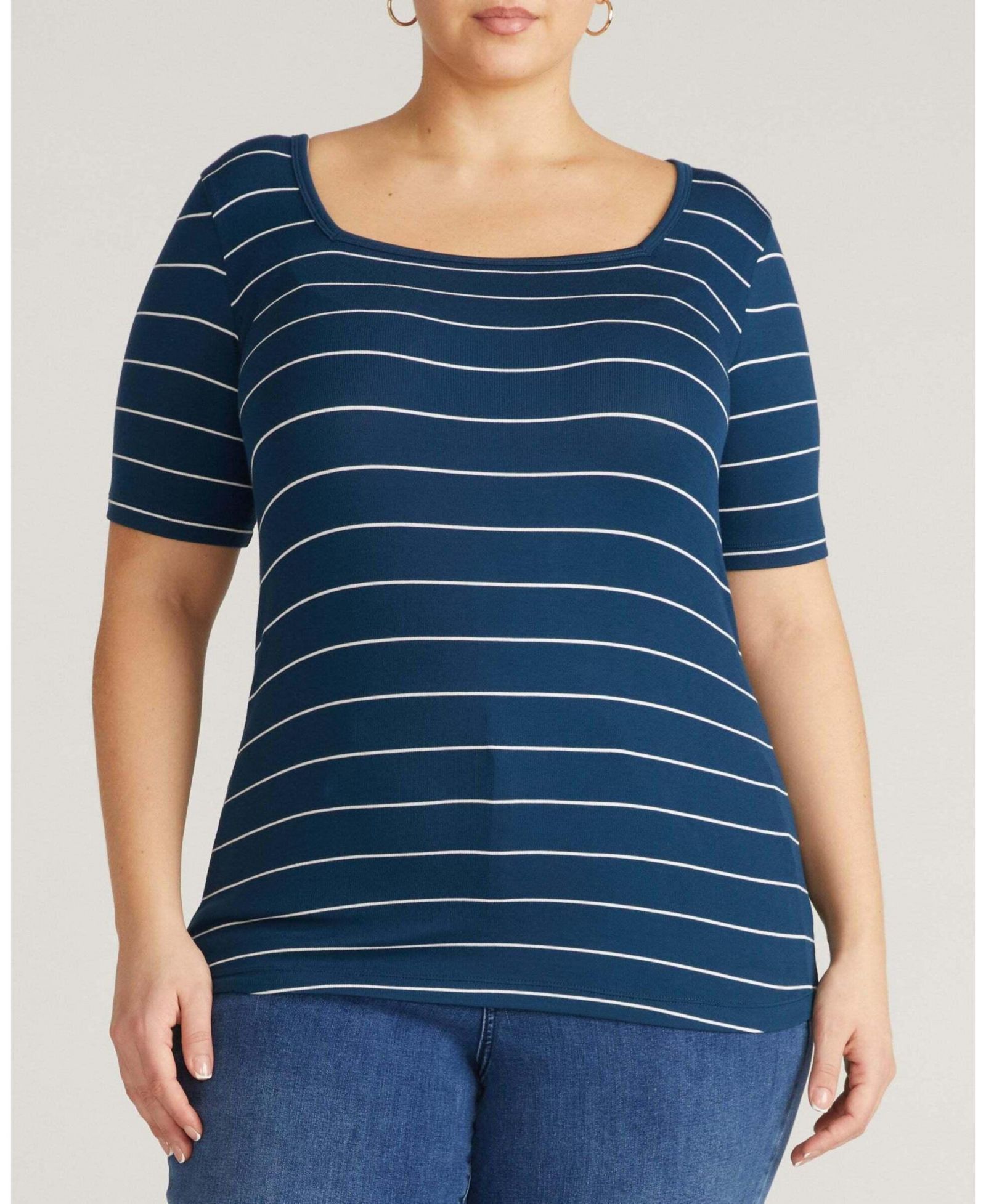 Женский трикотажный топ Plus Size Universal Standard Cloud Rib с квадратным вырезом, короткий рукав