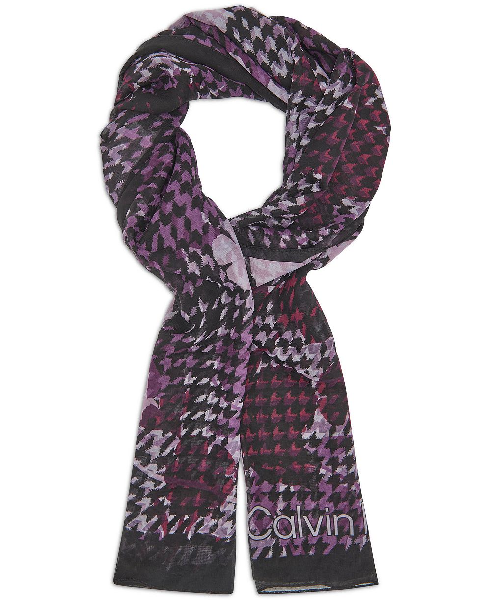 Calvin Klein Women's Palm Leaf Chiffon Scarf