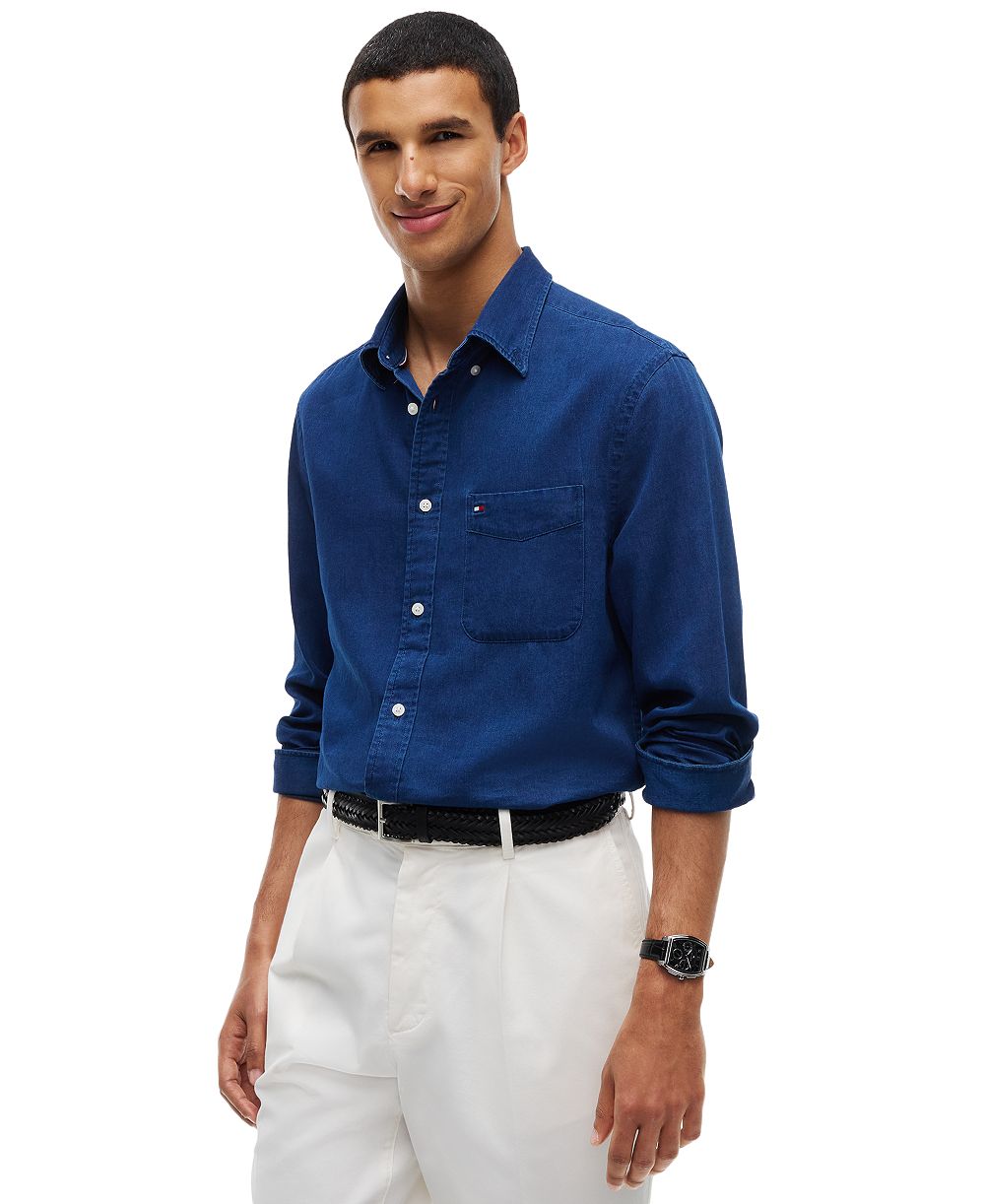 Мужская рубашка Tommy Hilfiger Chambray прямого кроя