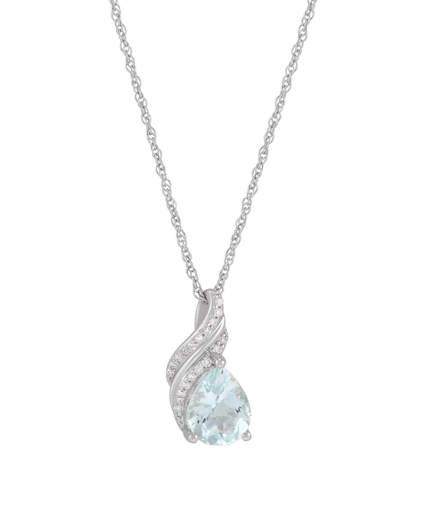 Подвеска Macy's Aquamarine 1-1/3 ct. t.w. & Diamond Accent в серебре Sterling Silver