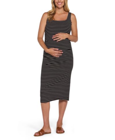 Motherhood Maternity Women's Motherhood Sleeveless Side Ruched Midi Dress