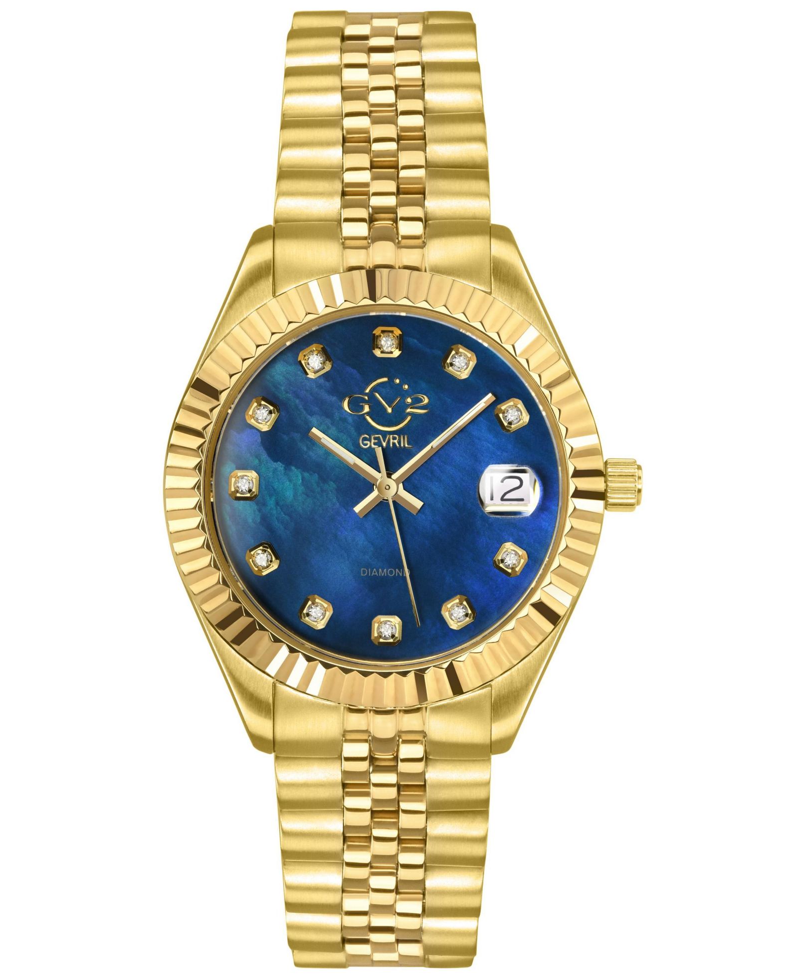 Женские часы GV2 by Gevril Naples Swiss Quartz Diamond IP Stainless Steel Bracelet