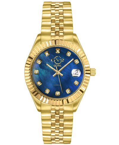 GV2 by Gevril Women's Naples Swiss Quartz Diamond IP Stainless Steel Bracelet Watch