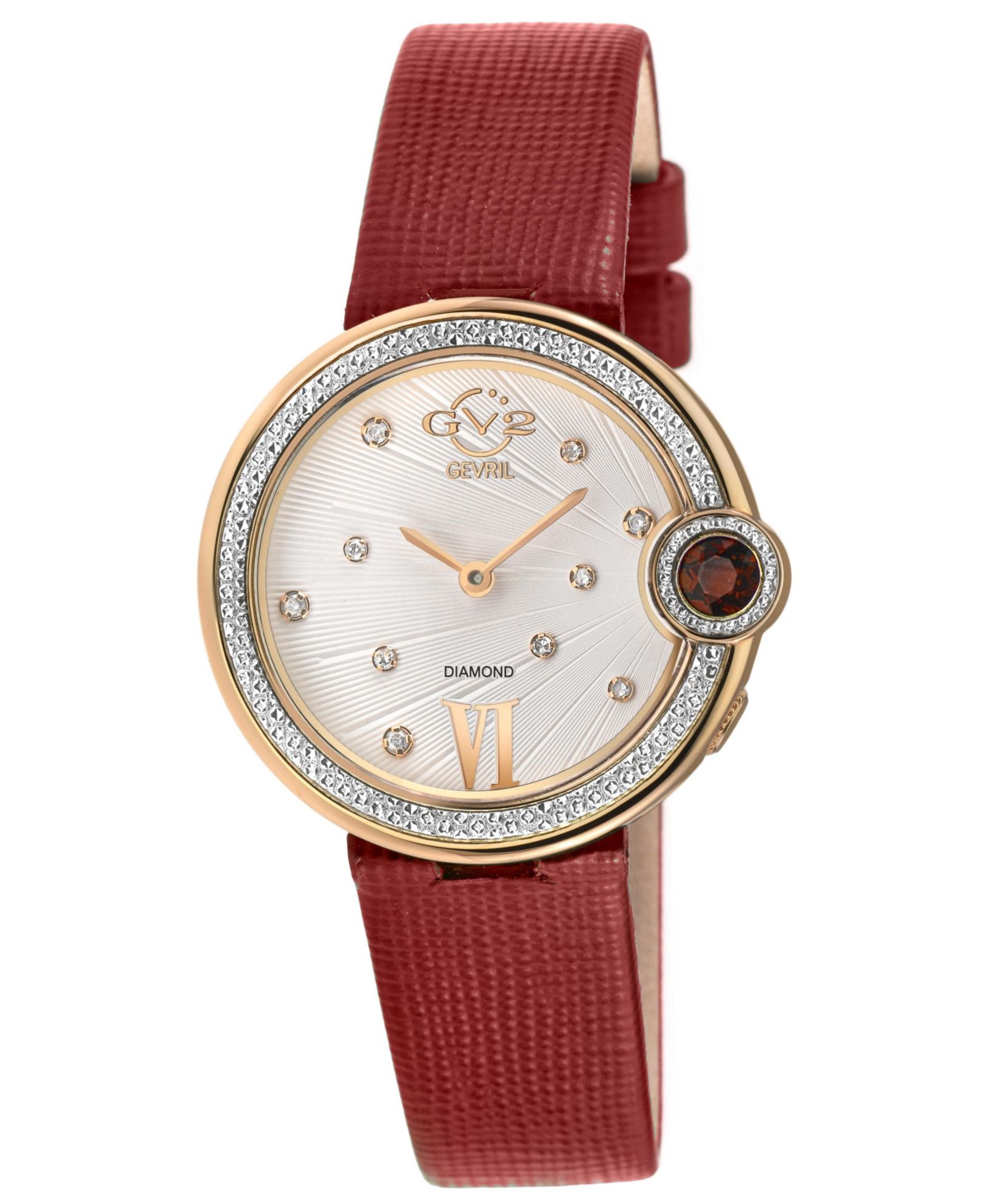 GV2 by Gevril Women's Perugia Swiss Quartz Diamond Hand made Italian saffiano leather Strap Watch