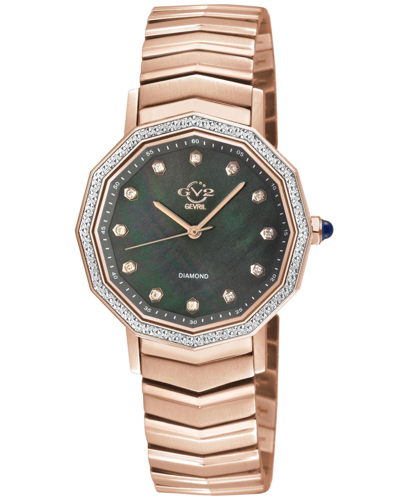 GV2 by Gevril Women's Spello II Swiss Quartz Diamond IP Stainless Steel Bracelet Watch