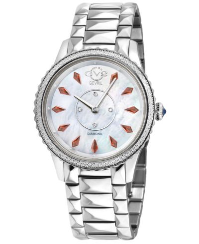 GV2 by Gevril Women's Siena Swiss Quartz Diamond Silver Stainless Steel Bracelet Watch