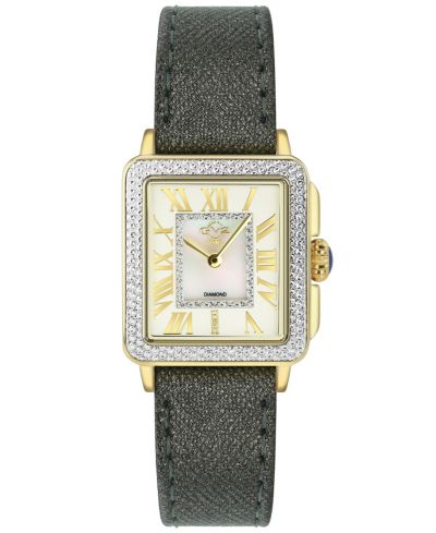GV2 by Gevril Women's Padova Swiss Quartz Diamond Antracite Hand made Italian leather Strap Watch