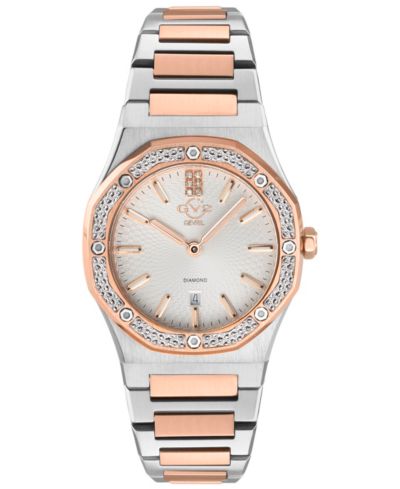 GV2 by Gevril Women's Palmanova Swiss Quartz Diamond Two toned SS/IPRG Stainless Steel Bracelet Watch