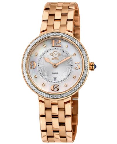 GV2 by Gevril Women's Verona Swiss Quartz Diamond IP Stainless Steel Bracelet Watch