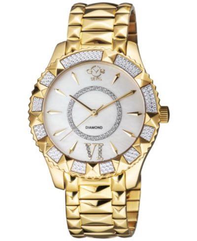 GV2 by Gevril Women's Venice Swiss Quartz Diamond IP Stainless Steel Bracelet Watch