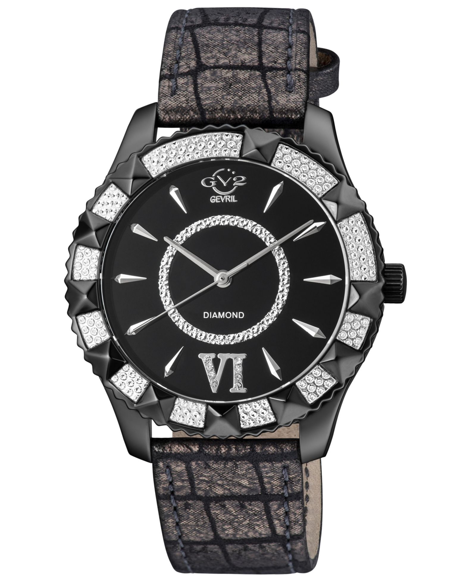GV2 by Gevril Women's Venice Swiss Quartz Diamond Hand made Italian leather Strap Watch