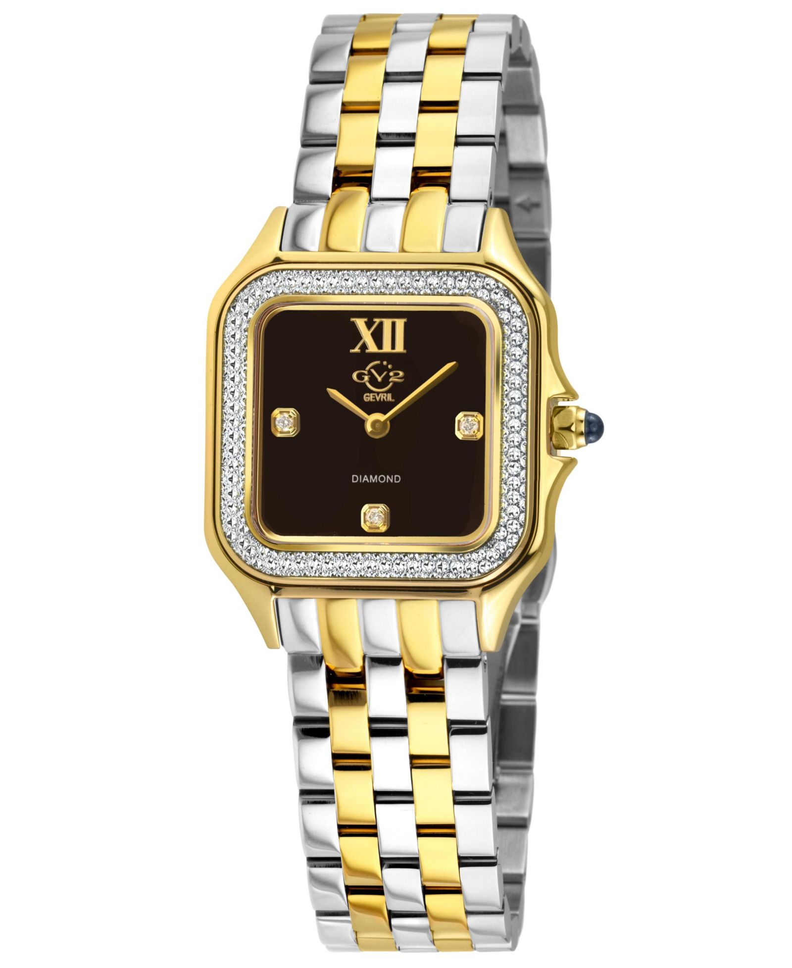 GV2 by Gevril Women's Milan Swiss Quartz Diamond Two toned SS IPYG Stainless Steel Bracelet Watch