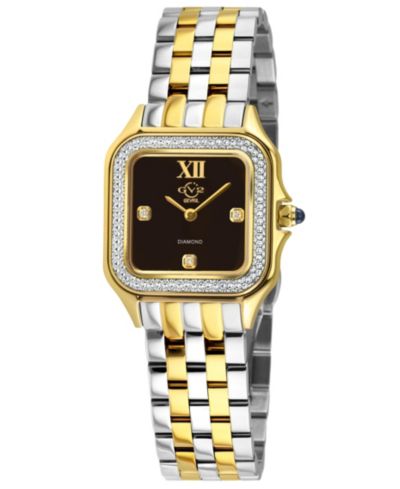 GV2 by Gevril Женские часы Milan Swiss Quartz с бриллиантами, двухцветные стальные IPYG