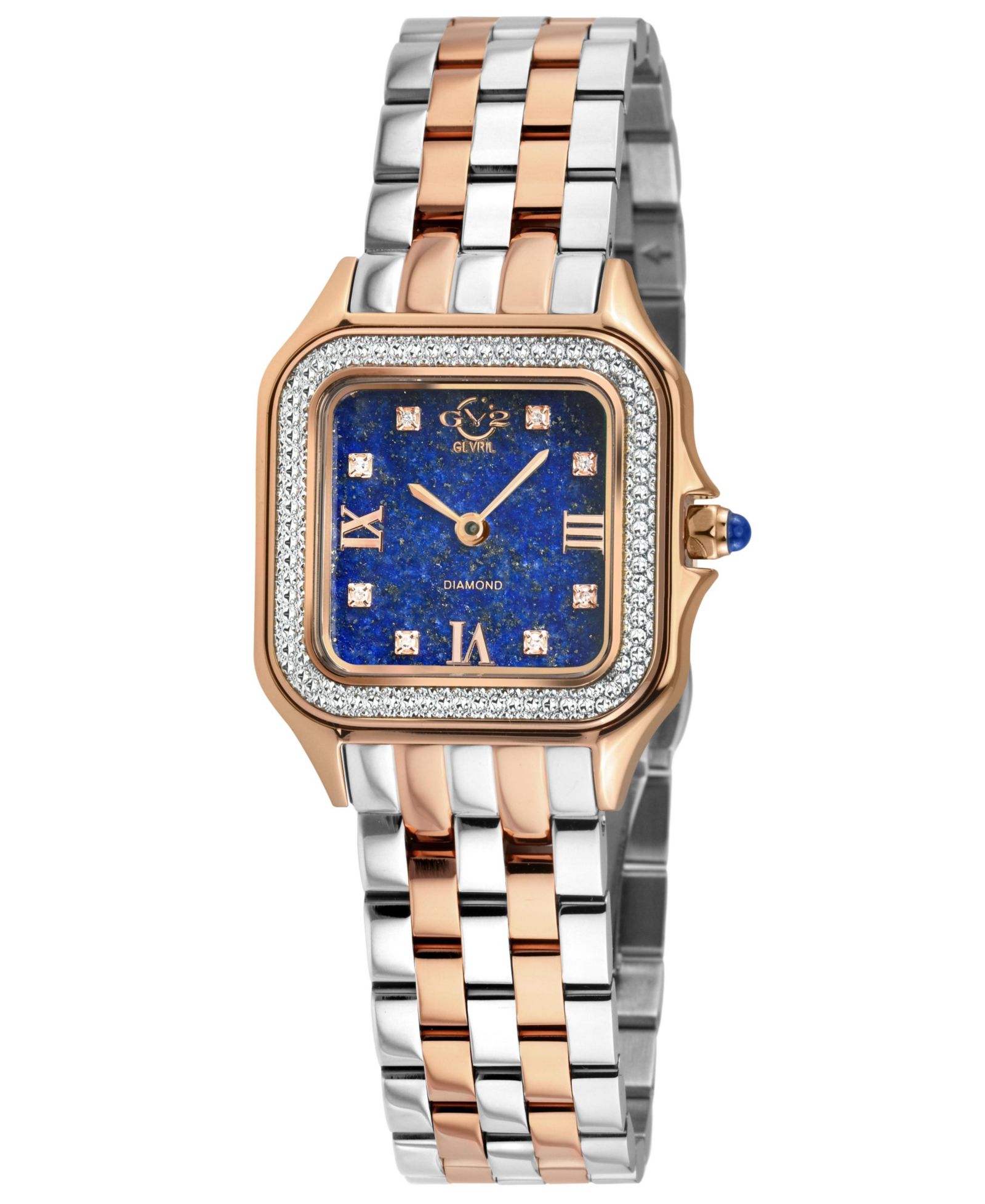 GV2 by Gevril наручные часы Женский, Milan Swiss Quartz Diamond, двухцветные, из нержавеющей стали SS IPRG