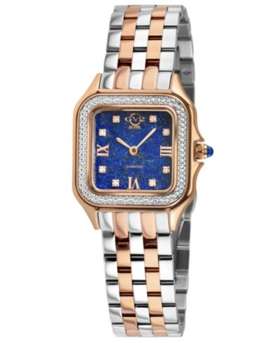 GV2 by Gevril Women's Milan Swiss Quartz Diamond Two toned SS IPRG Stainless Steel Bracelet Watch