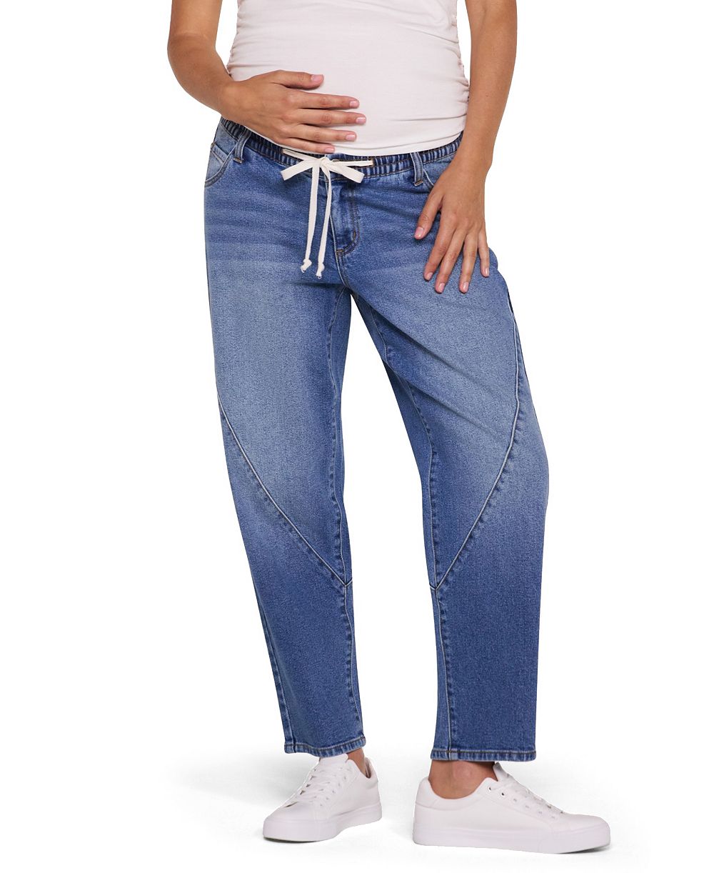 Motherhood Maternity Women's Motherhood Drawstring Pull On Barrel Jean