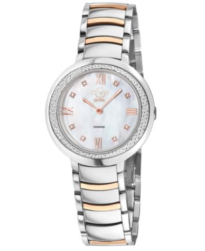 GV2 by Gevril Women's Astor III Swiss Quartz Diamond Silver Stainless Steel Bracelet Watch
