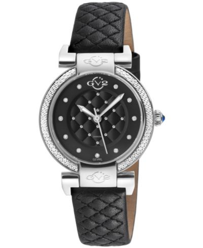 Женские часы GV2 by Gevril Berletta Swiss Quartz Diamond с кожаным ремешком