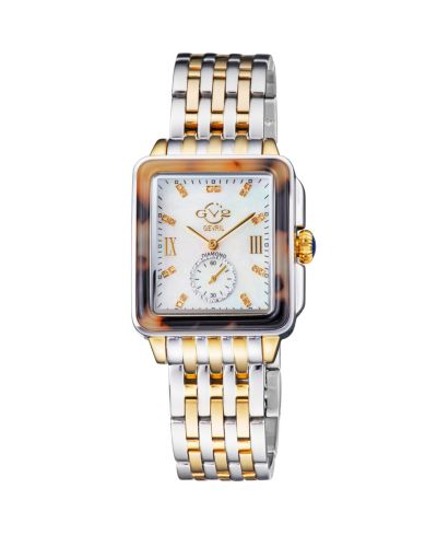 GV2 by Gevril Women's Bari Tortoise Swiss Quartz Diamond Two tone IPYG/SS Stainless Steel Bracelet Watch