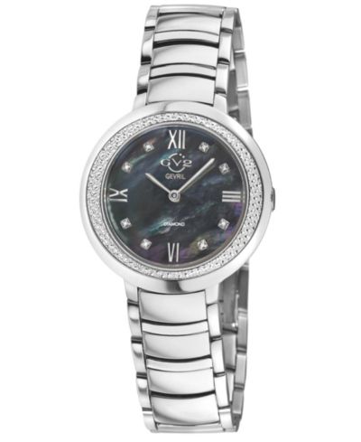 GV2 by Gevril Women's Bellagio Swiss Quartz Diamond IP Stainless Steel Bracelet Watch