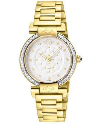 GV2 by Gevril Women's Berletta Swiss Quartz Diamond IP Stainless Steel Bracelet Watch