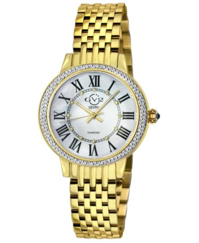GV2 by Gevril Women's Amalfi Swiss Quartz Diamond Silver Stainless Steel Bracelet Watch