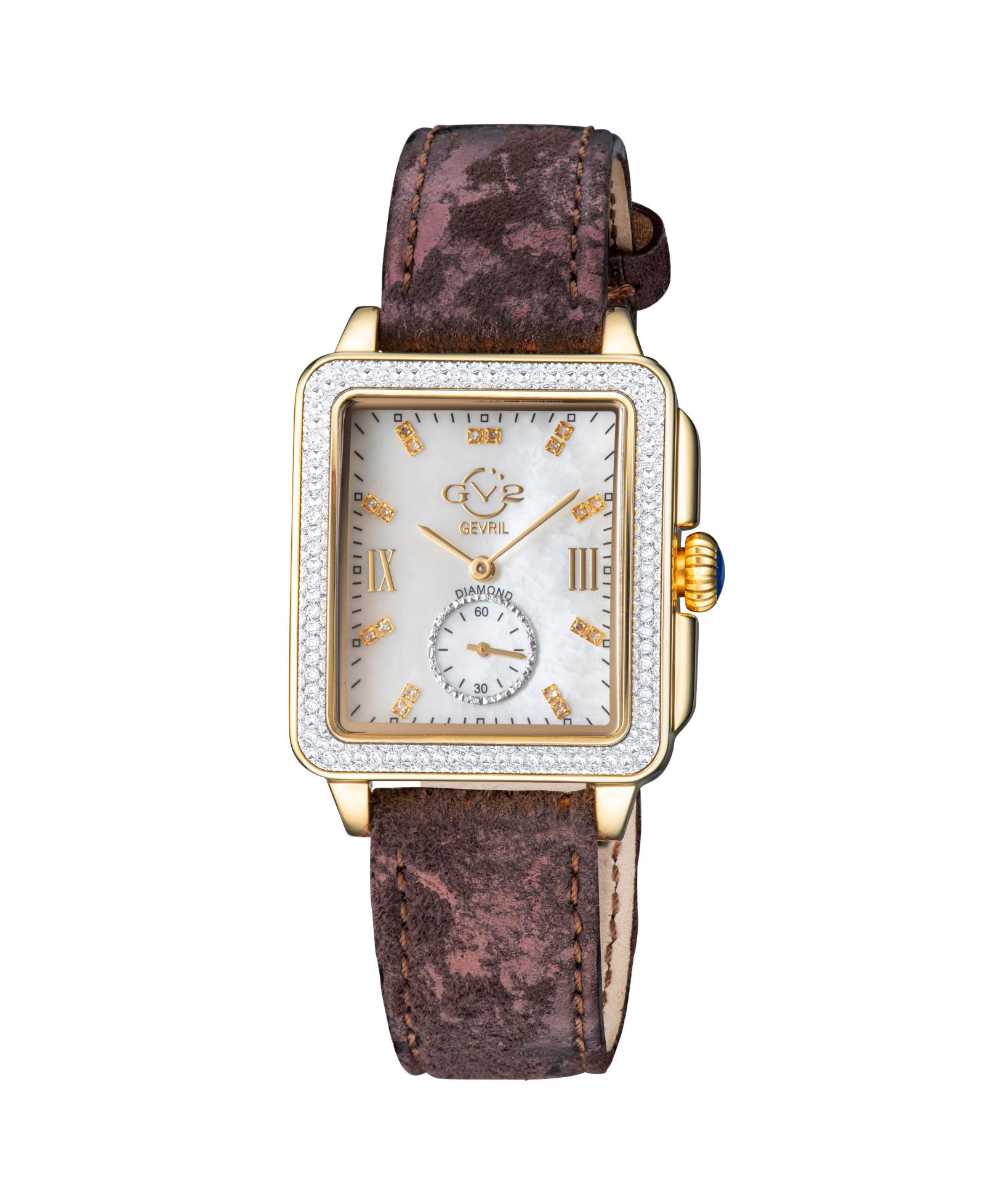 Женские часы GV2 by Gevril Bari Tortoise Swiss Quartz Diamond с кожаным ремешком ручной работы