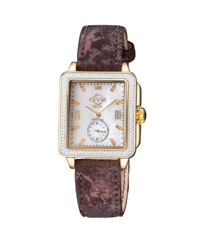 GV2 by Gevril Women's Bari Tortoise Swiss Quartz Diamond Handmade Italian Leather Strap Watch