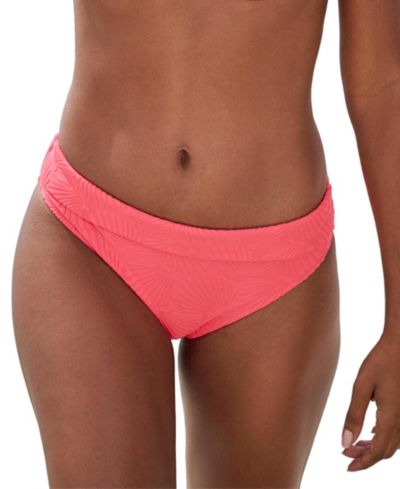 LASCANA Women's Printed Shell Pattern Fold Over Bikini Mid-Rise Swim Bottom