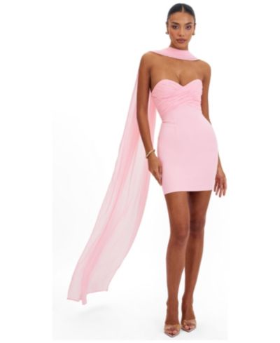 Miss Circle Women's Olivia Rose Pink Strapless Crossover Mini Dress
