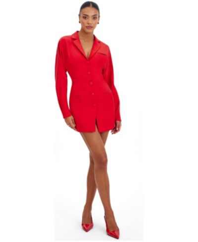Miss Circle Women Blythe Cherry Red Batwing Blazer Mini Dress