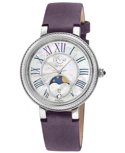 GV2 by Gevril Women's Genoa Swiss Quartz Diamond Handmade Italian  Leather Suede Strap Watch
