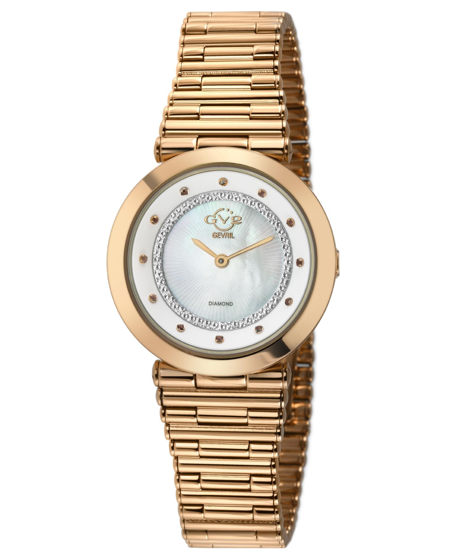 GV2 by Gevril Женские часы Burano Swiss Quartz с бриллиантами и стальным браслетом IP